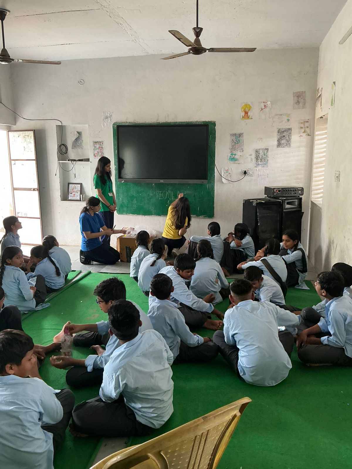 sharing awareness about plastic in government school